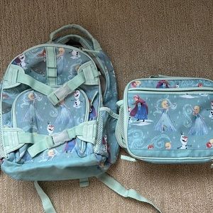 Pottery barn kids mackenzie aqua disney frozen backpack and lunchbag